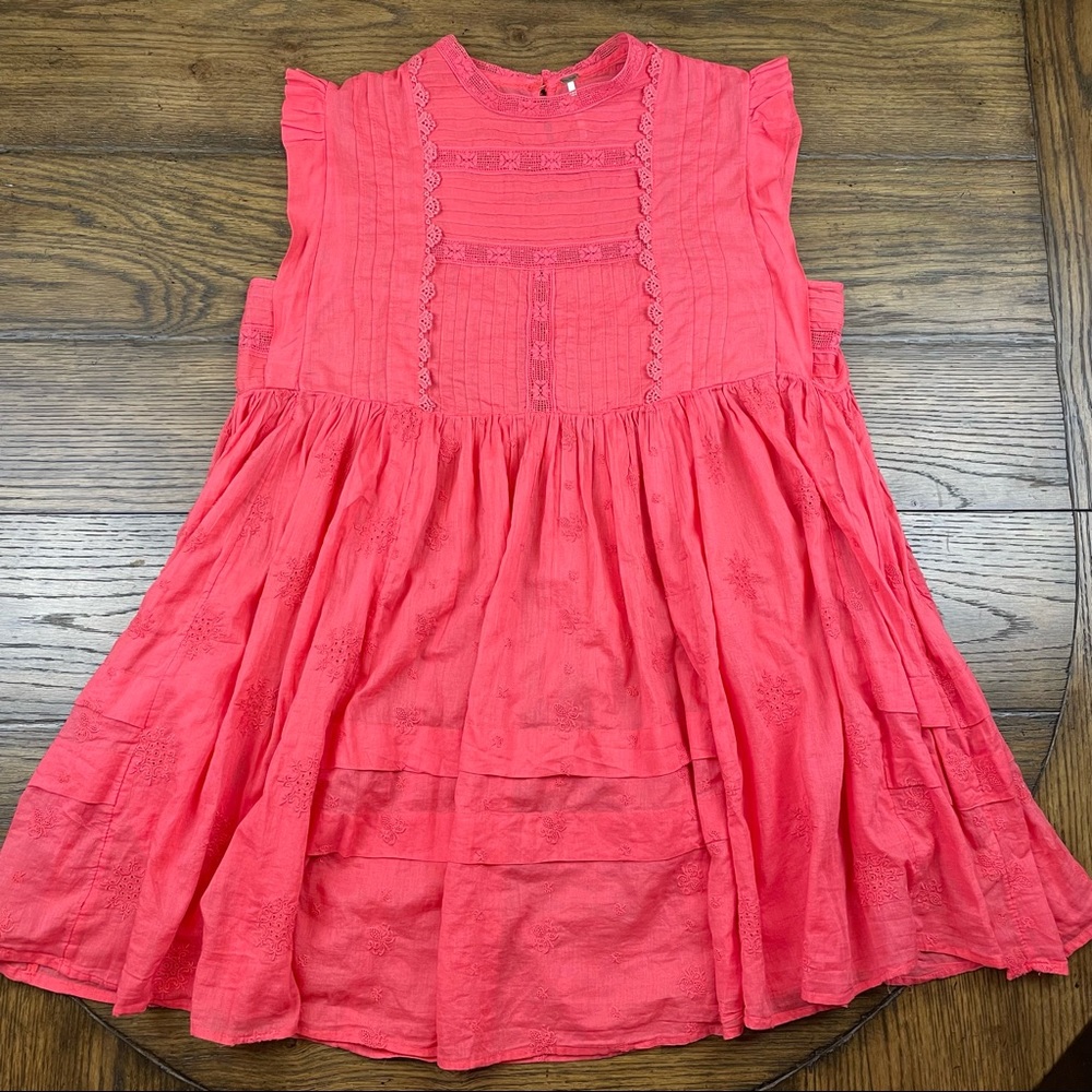 Free People Babydoll Dress Crochet Watermelon Pink